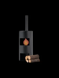 Mini poêle à bois et bois de chauffage