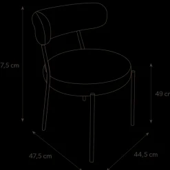 Chaise de salle à manger Teddy avec structure aspect chromé