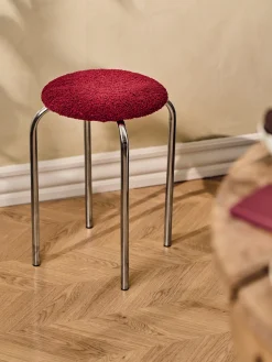 Tabouret en tissu teddy