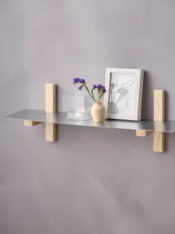 Étagère murale en pin et acier